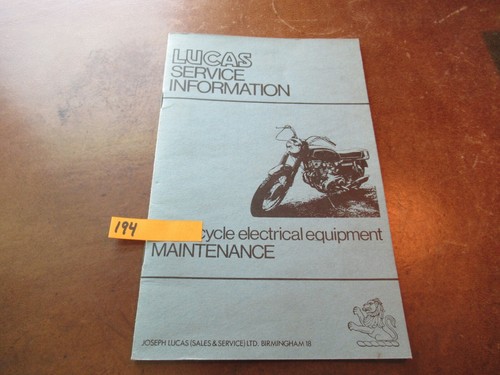 Lucas owners manual - 10/69,