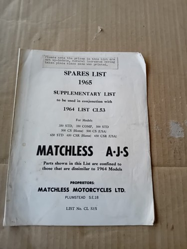 Matchless ajs supplementary - matchless,
